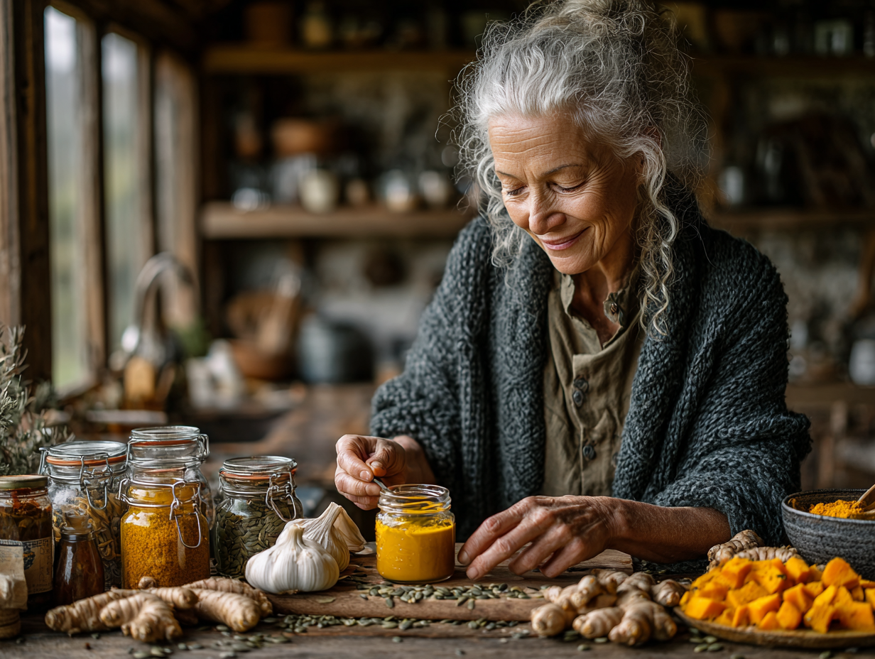 Жінка середнього віку з здоровою шкірою тримає свіжі овочі